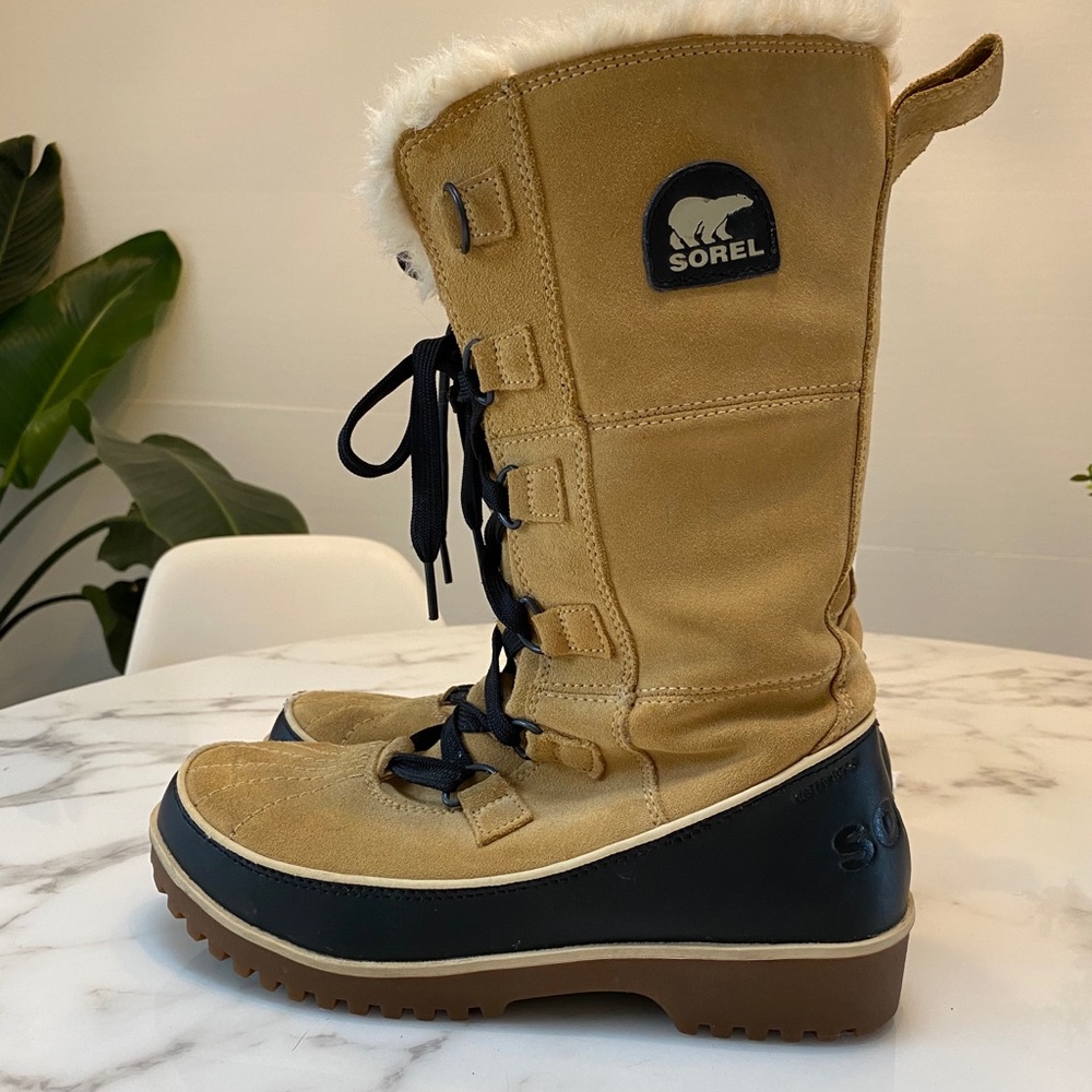 Sorel boots (navy and tan suede)...